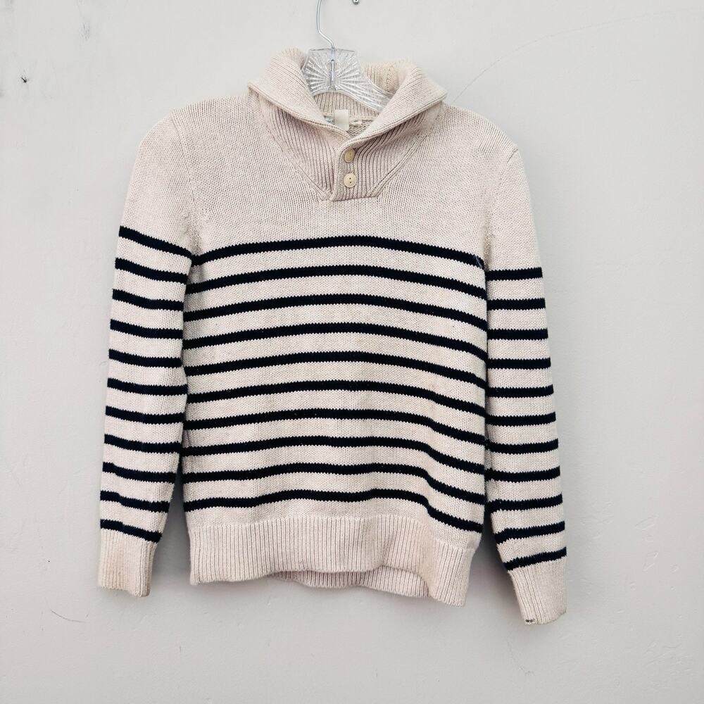 Crew Cuts Beige And Navy Striped Pullover Sweater Women’s Size L
